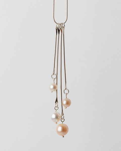 Multi Freshwater Pearls on "Bones" Necklace