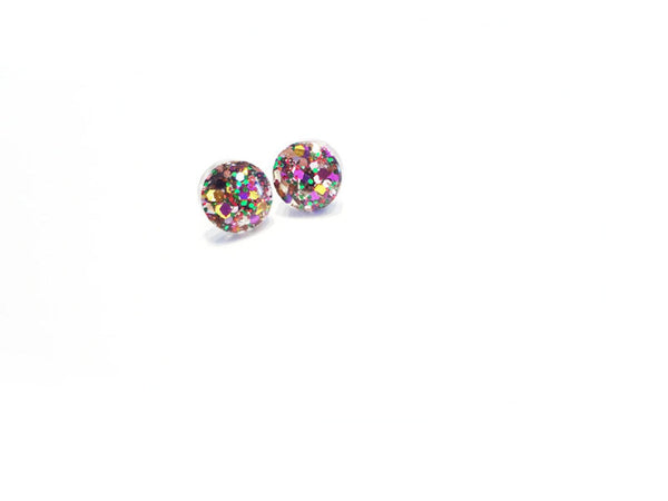 Fun Glitter Circle Resin Studs