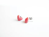 Pink Candy heart earring studs, stainless steel posts