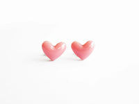 Pink Candy heart earring studs, stainless steel posts