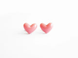 Pink Candy heart earring studs, stainless steel posts
