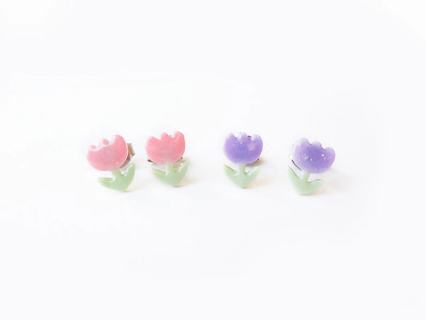 Itty bitty sparkle tulip earrings