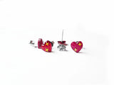 Itty bitty sparkle heart emoji earrings, choose red or pink!