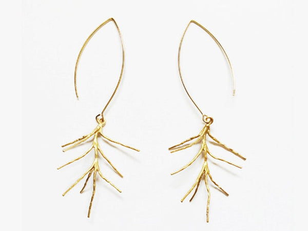 Golden Tree Branch Earrings