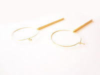 Long Gold Bar Hoop Earrings