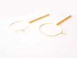 Long Gold Bar Hoop Earrings