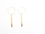 Long Gold Bar Hoop Earrings